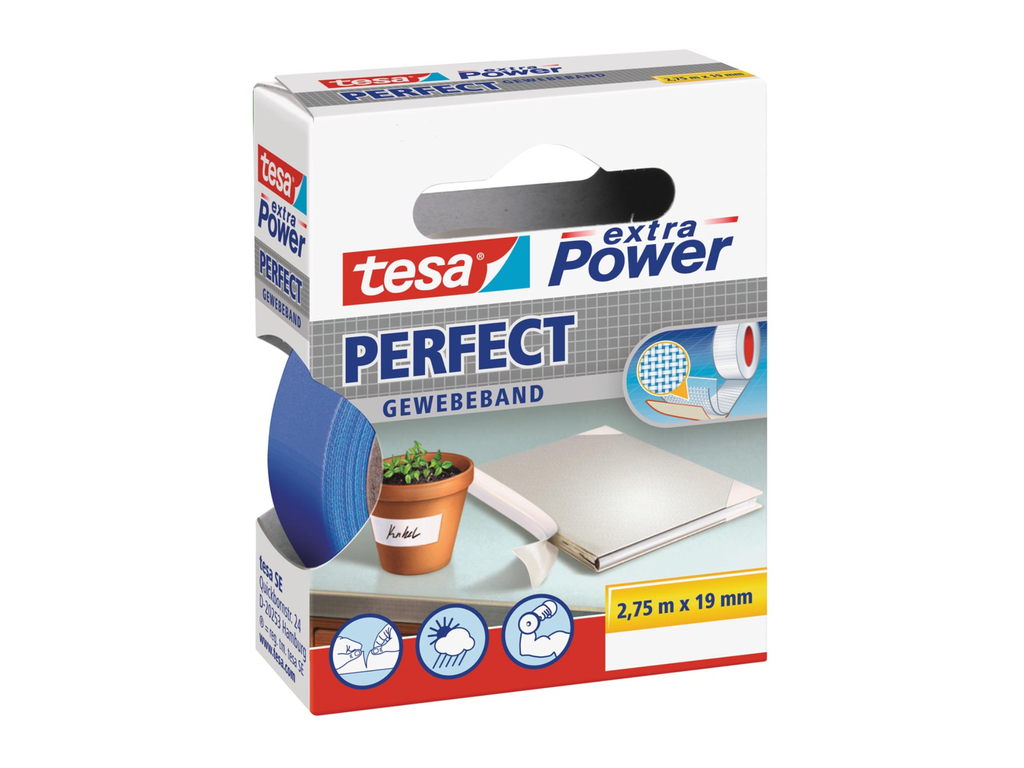 Textieltape Tesa 19mmx2,75m blauw