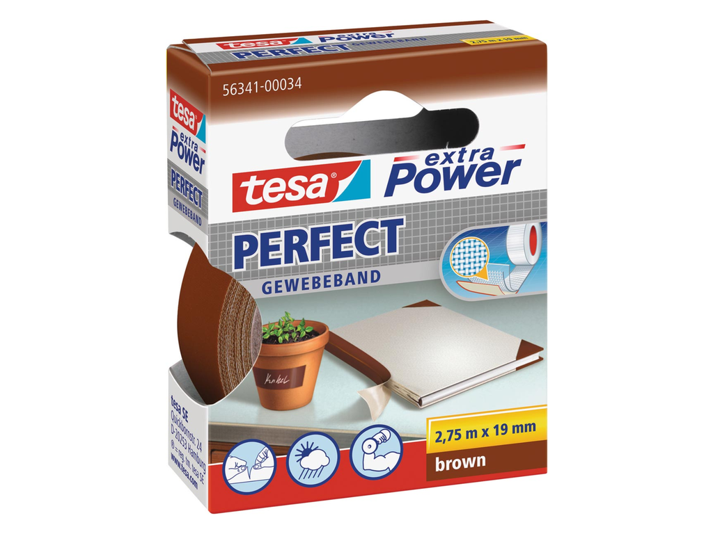 Textieltape Tesa 19mmx2,75m bruin