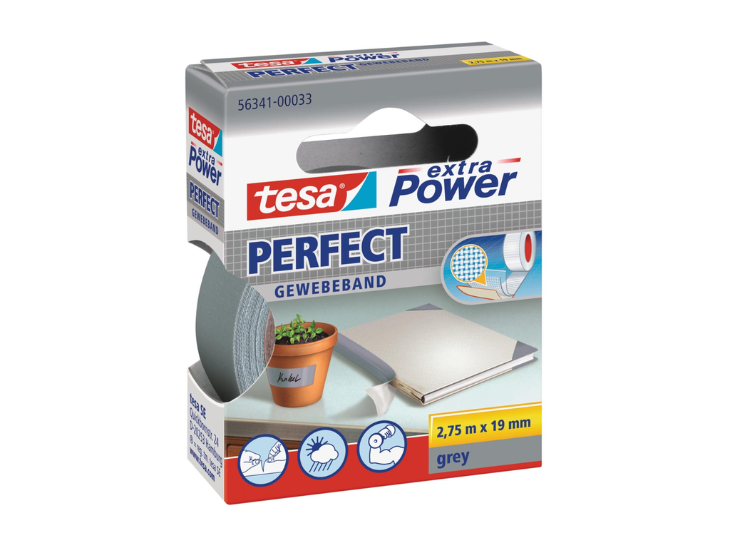 Textieltape Tesa 19mmx2,75m grijs