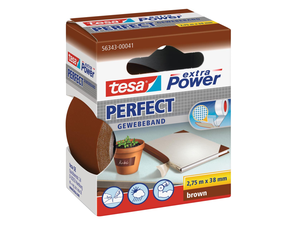Textieltape Tesa 38mmx2,75m bruin