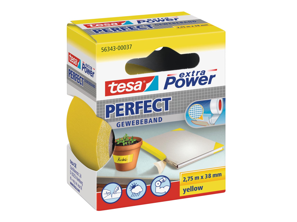 Textieltape Tesa 38mmx2,75m geel