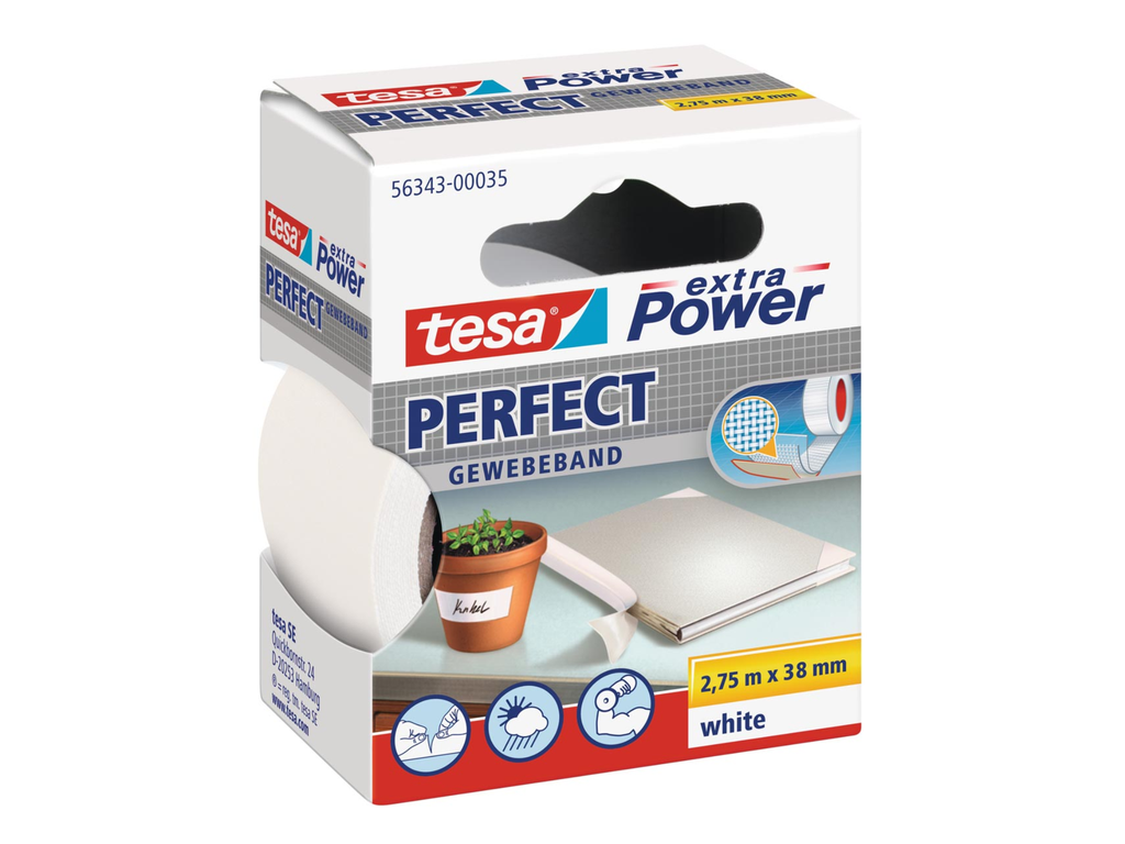 Textieltape Tesa 38mmx2,75m wit
