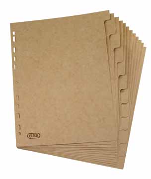 Tabbladen Elba Touareg karton A4 280g 12 tabs 11-gaats natuur