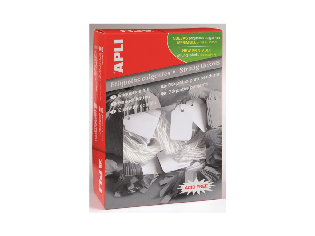 Draadetiketten Apli 13x34mm wit (1000)