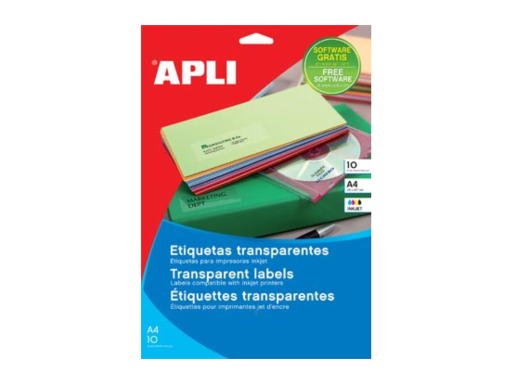 Etiketten Apli transparant 01 etik/bl 210x297mm inkjet (10)