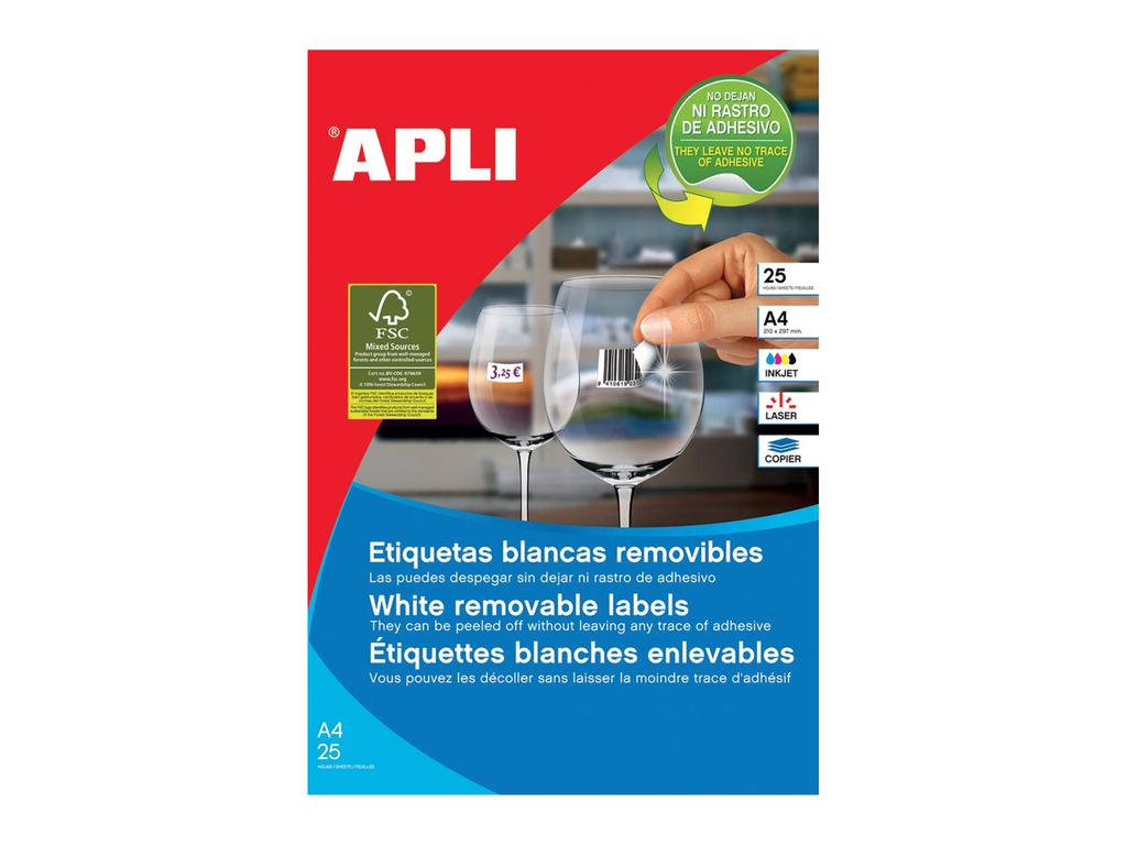 Etiketten Apli afneembaar 80 etik/bl 35,6x16,9mm (25)