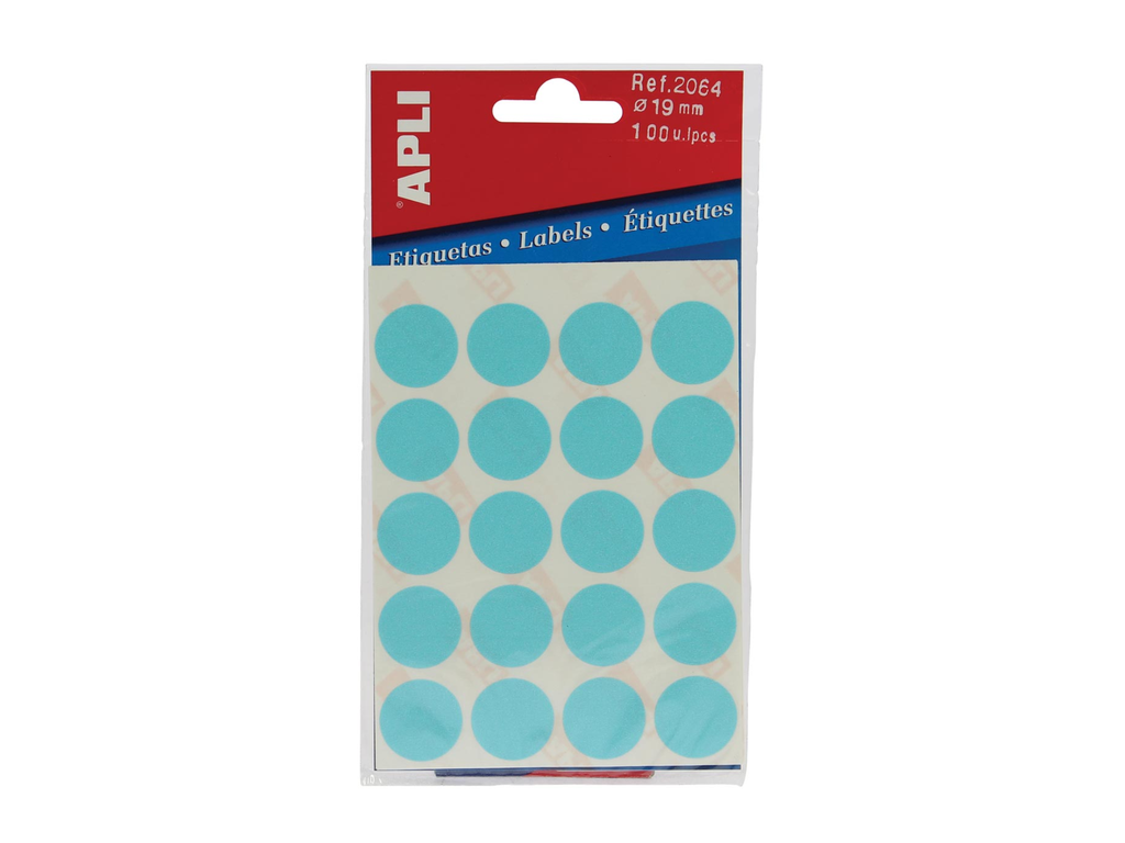 Etiketten Apli Ø 19mm blauw (100)