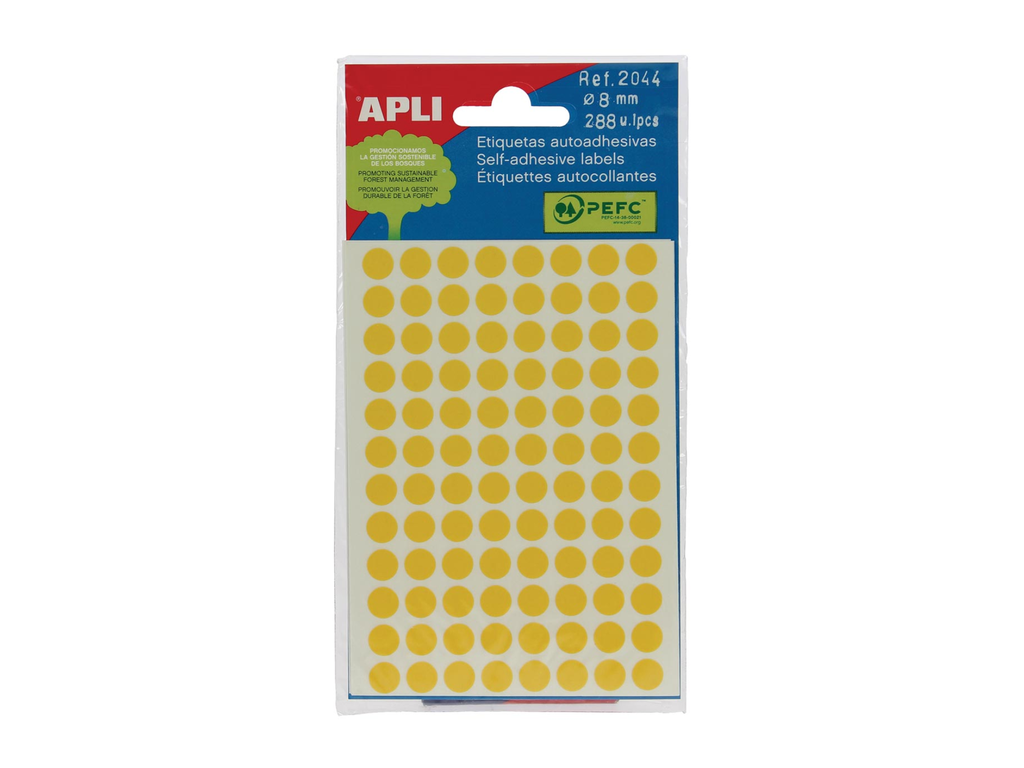 Etiketten Apli Ø 8mm geel (288)