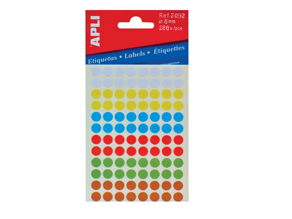 Etiketten Apli Ø 8mm assorti (288)