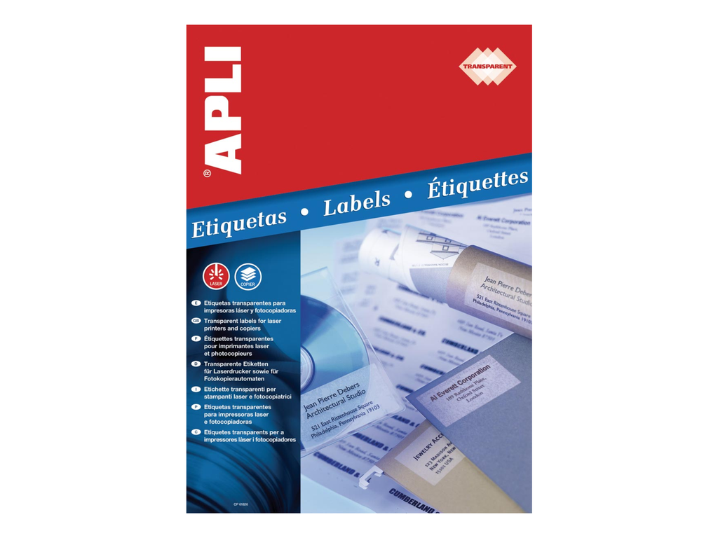 Etiketten Apli polyester transparant 44 etik/bl 48,5x25,4mm (20)