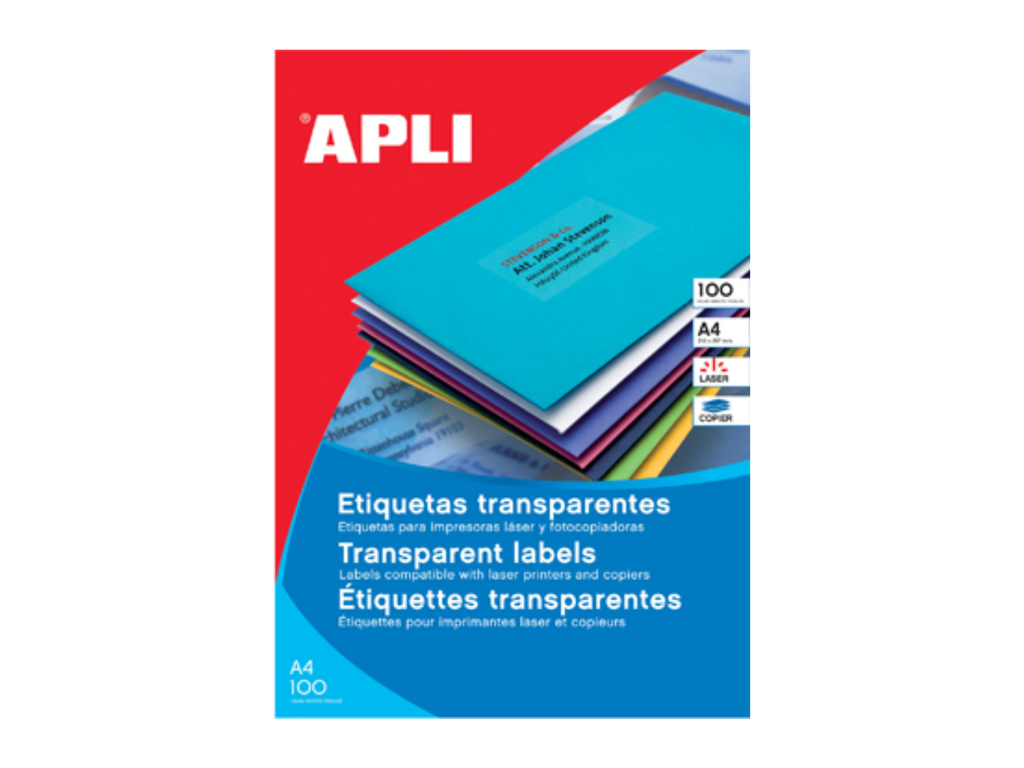 Etiketten Apli polyester transparant 24 etik/bl 70x37mm (20)