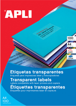 Etiketten Apli polyester transparant 1 etik/bl 210x297mm (20)