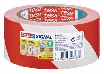 Signalisatietape Tesa 50mmx60m rood/wit