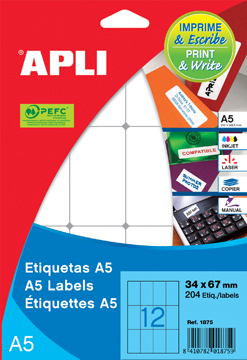 Etiketten Apli A5 225 etik/bl 8x12mm (15)