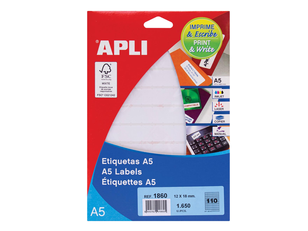 Etiketten Apli A5 110 etik/bl 12x18mm (15)