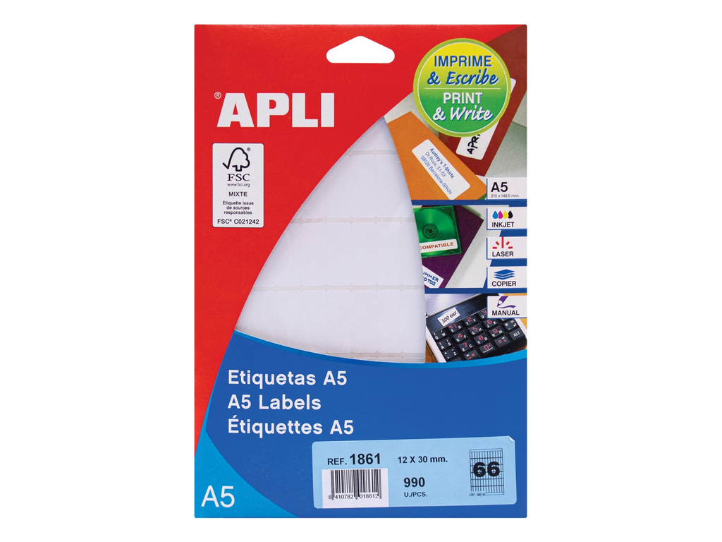 Etiketten Apli A5 66 etik/bl 12x30mm (15)