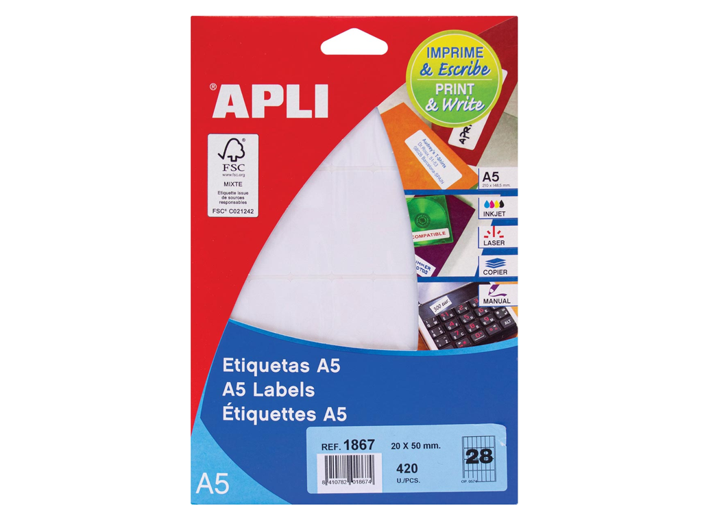 Etiketten Apli A5 28 etik/bl 20x50mm (15)