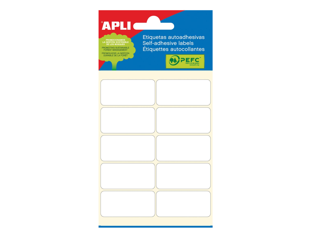 Etiketten Apli 19x40mm wit (60)