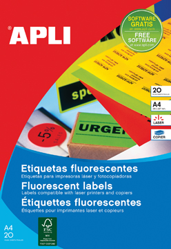 Etiketten Apli 08 etik/bl 99,1x67,7mm fluo oranje (20)