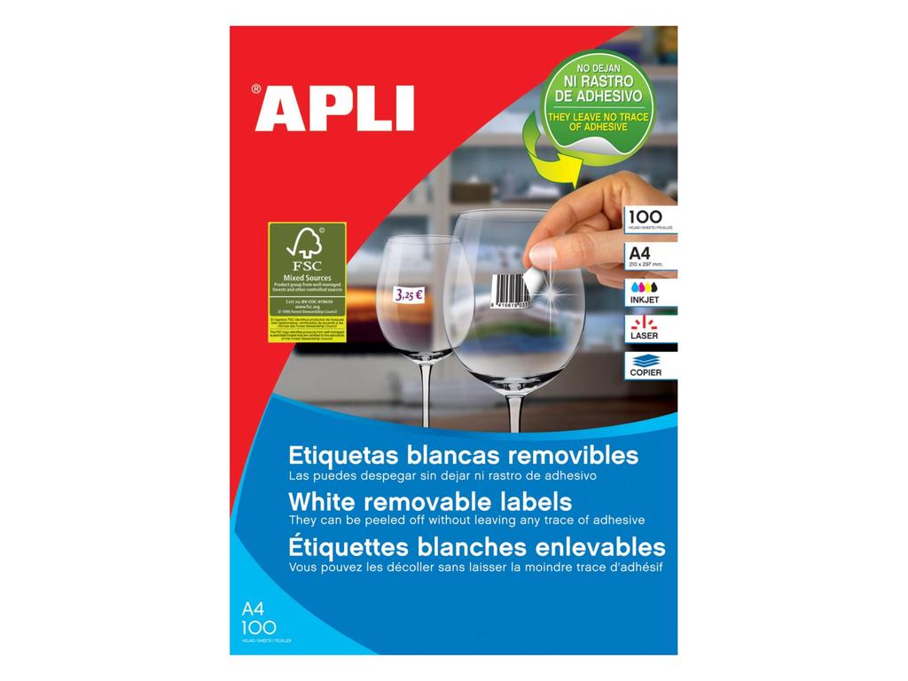 Etiketten Apli afneembaar 65 etik/bl 38x21,2mm (100)