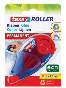 Lijmroller Tesa Roller EcoLogo Permanent 8,4mmx14m navulbaar