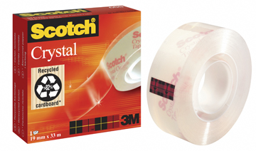 Plakband Scotch Crystal Tape 19mm x 33m voor kleine afroller