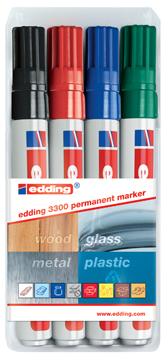 Permanent marker Edding 3300 beitelpunt 1-5mm assorti blister (4)