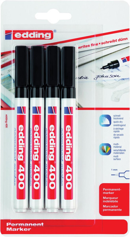Permanent marker Edding 400 ronde punt 1mm zwart (4)