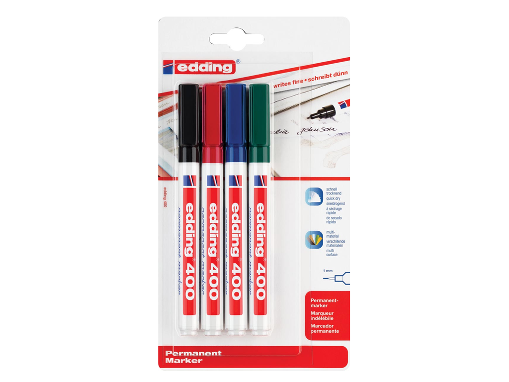 Permanent marker Edding 400 ronde punt 1mm zwart assorti (4)
