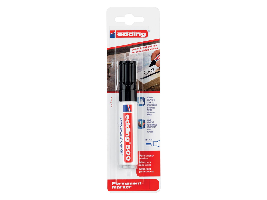 Permanent marker Edding 500 beitelpunt 2-7mm zwart blister