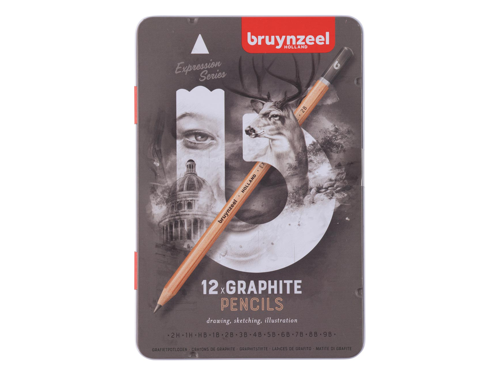 Grafietpotlood Bruynzeel Expression 2H/1H/HB/1B/2B/3B/4B/5B/6B/7B/8B/9B (12)