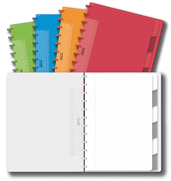 Schrift Adoc Colorlines PP A4 commercieel geruit 144blz met tabs, meetlat en elastiek assorti