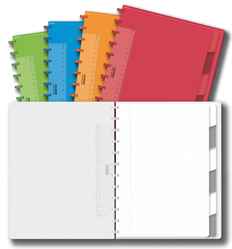 Schrift Adoc Colorlines PP A4 geruit 144blz met tabs, meetlat en elastiek assorti