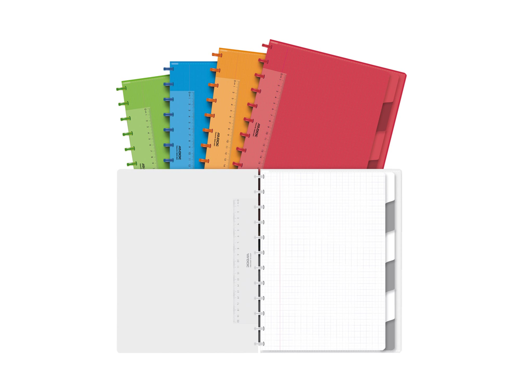 Schrift Adoc Colorlines PP A4 geruit 144blz met tabs, meetlat en elastiek assorti