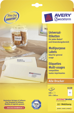 Etiketten Avery Universeel 04 etik/bl 105x148mm wit (30)