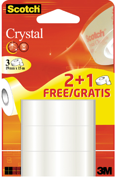 Plakband Scotch crystal 19mmx15m (2+1)