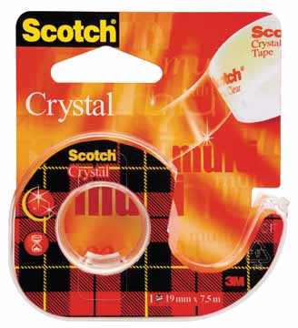 Plakbandafroller Scotch Crystal 19mmx7,5m inclusief rol blister