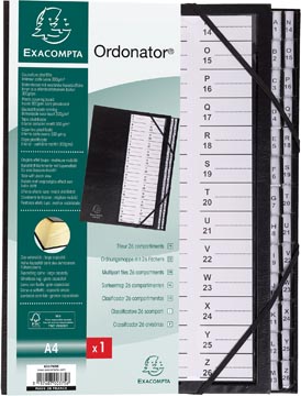 Sorteermap Exacompta Ordonator karton A4 A-Z 26-vaks zwart