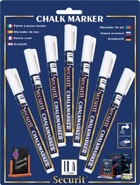 Krijtmarker Securit Original SMA100 small ronde punt 1-2mm wit blister (7)