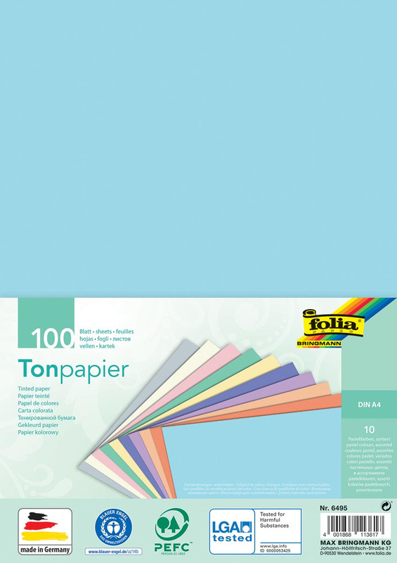 Fotopapier Folia A4 130gr assorti pastel 10 kleuren (100)