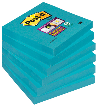 Memoblok Post-It Super Sticky 76x76mm electric blauw (6)