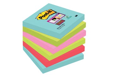 Memoblok Post-it Super Sticky Miami 76x76mm assorti (6)