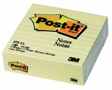 Memoblok Post-It 100x100mm gelijnd geel (300vel)