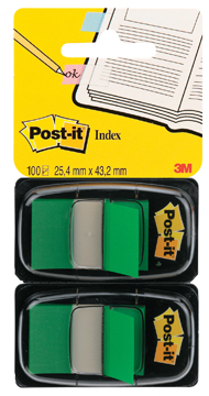 Index Post-It Standaard 25,4x43,2mm groen blister (2)