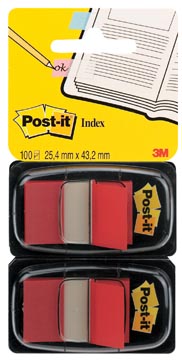 Index Post-It Standaard 25,4x43,2mm rood blister (2)