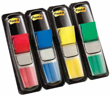 Index Post-It Smal 12x43mm rood, blauw, geel, groen