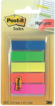 Index Post-it Translucent 12x43mm 20 tabs per kleur assorti