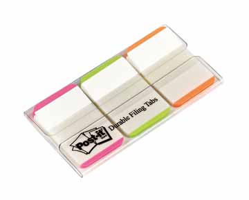 Index Post-It Strong 25,4x38mm roze, lichtgroen en oranje (3)