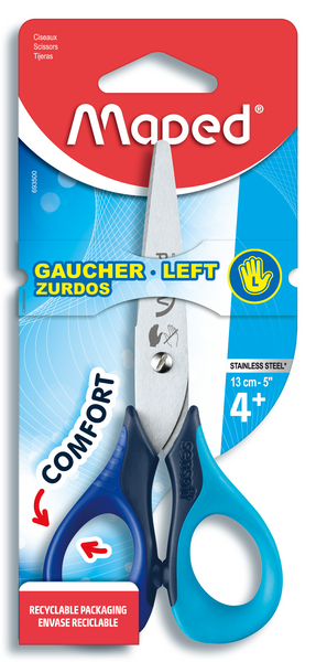 Schaar Maped Sensoft afgeronde punt voor linkshandigen 13cm assorti