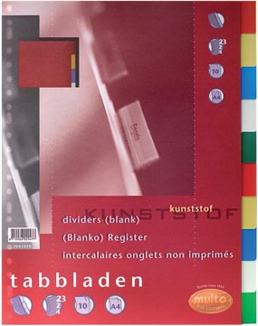 Tabbladen Multo PP A4 10 tabs 23-gaats assorti